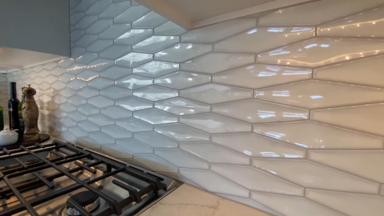 Custom Home Builder with Glass Tile Backsplash