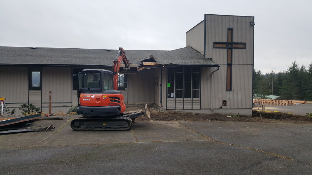 Demolition of Church in Allyn before Commercial Renovation