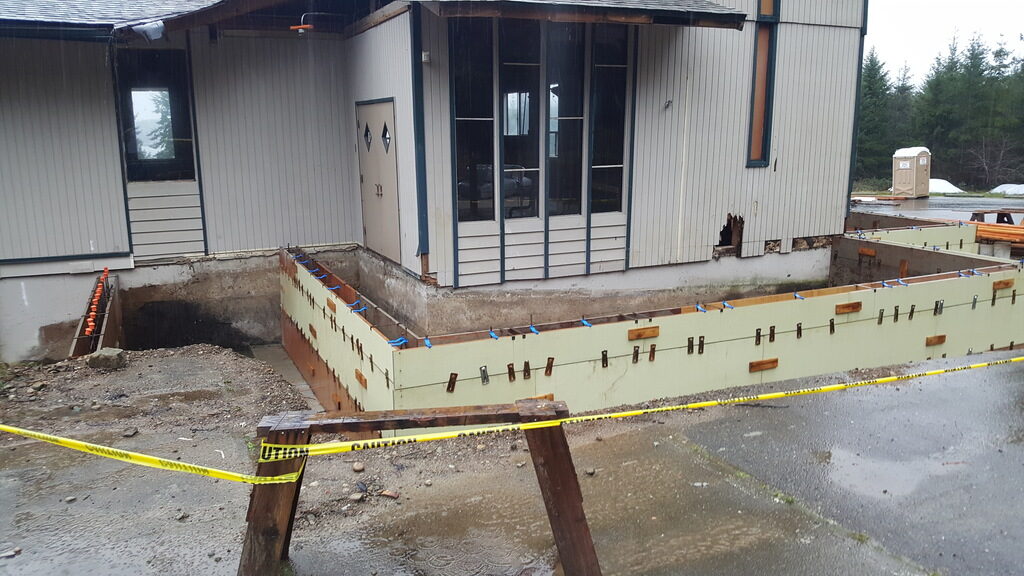 Foundation for Framing of new Foyer at Church in Allyn during Commercial Renovation