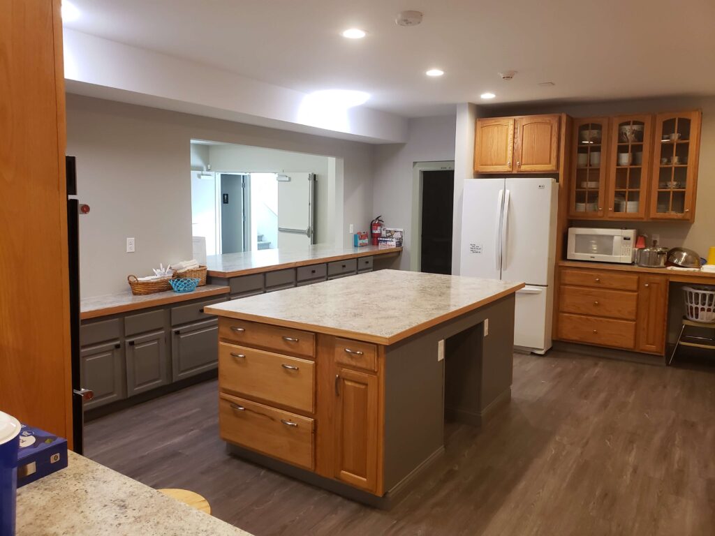 New kitchen for group meal preparation at Church in Allyn