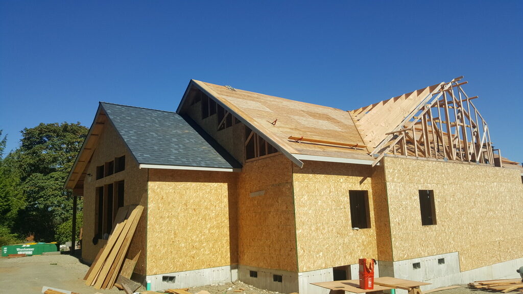 More roof sheathing installed for Church in Allyn during Commercial Renovation