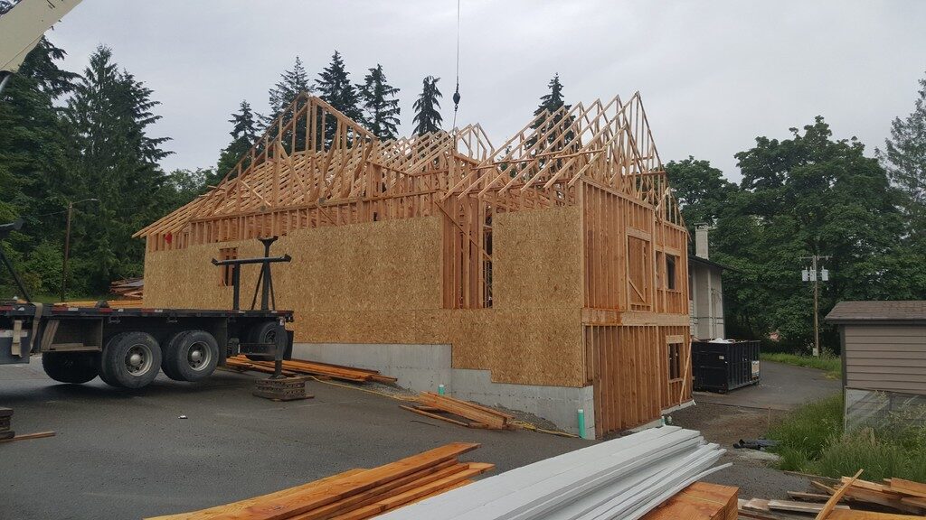 Framing and new roof trusses installation for Church in Allyn during Commercial Renovation