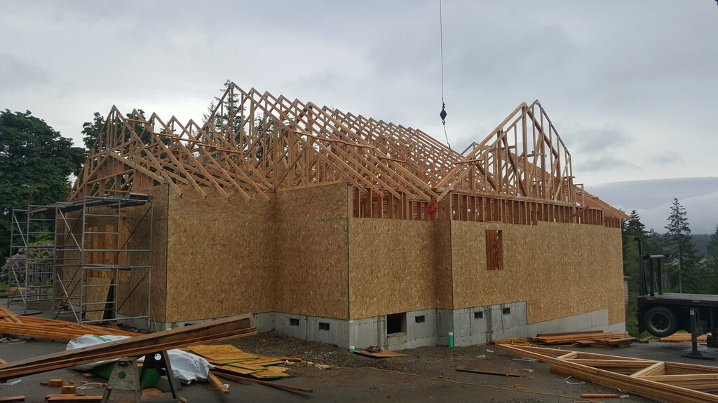 Framing and new roof trusses installation for Church in Allyn during Commercial Renovation