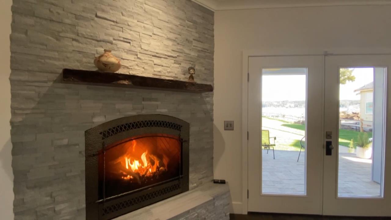 belfair custom home build fireplace
