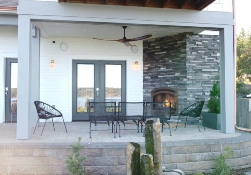 belfair home builder with exterior fireplace