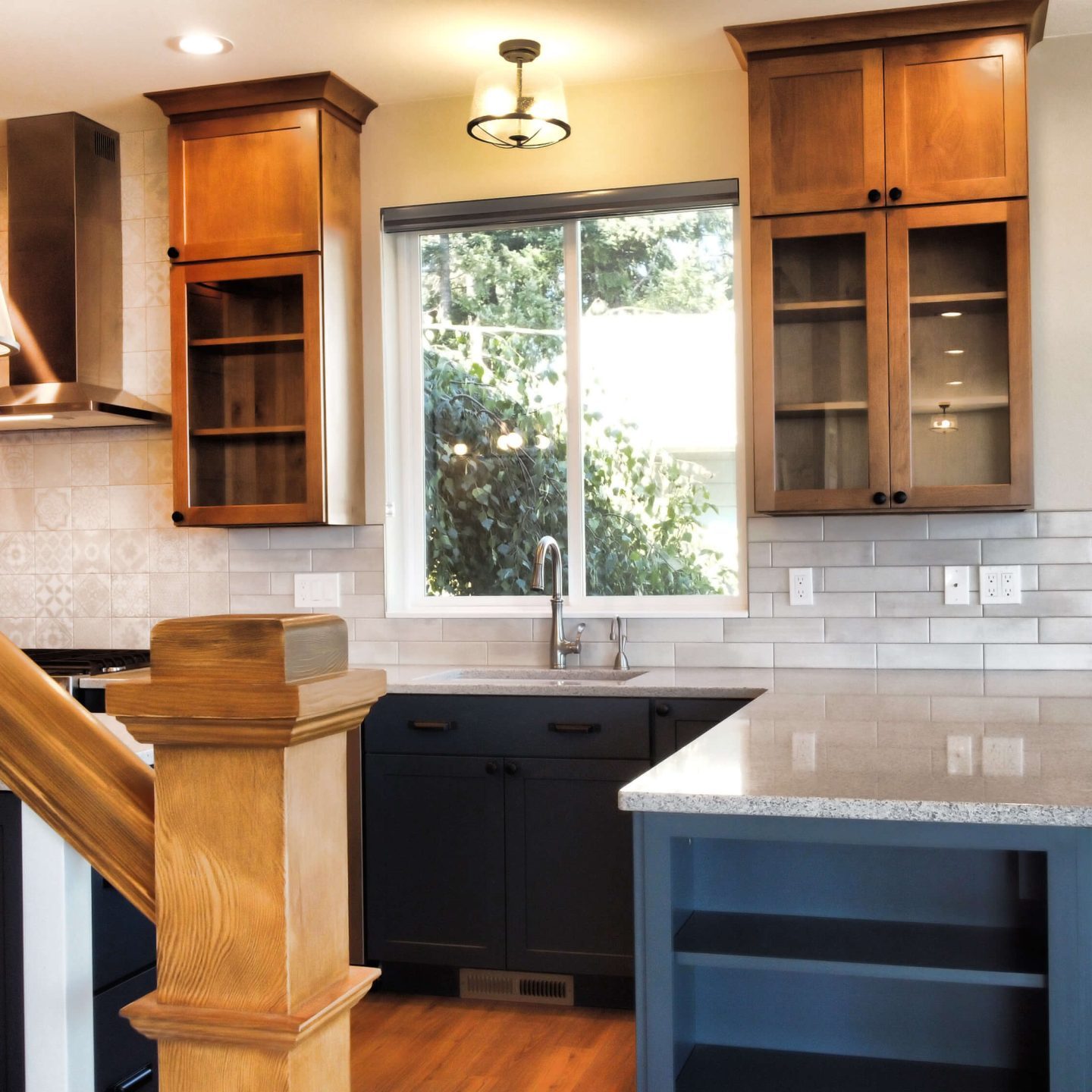 custom home build in grapeview with open cabinet